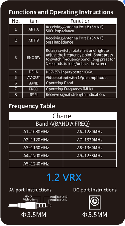 DMKR 1.2GHz VRX Box 9CH(1080MHz-1360MHz) Video Receiver for FPV