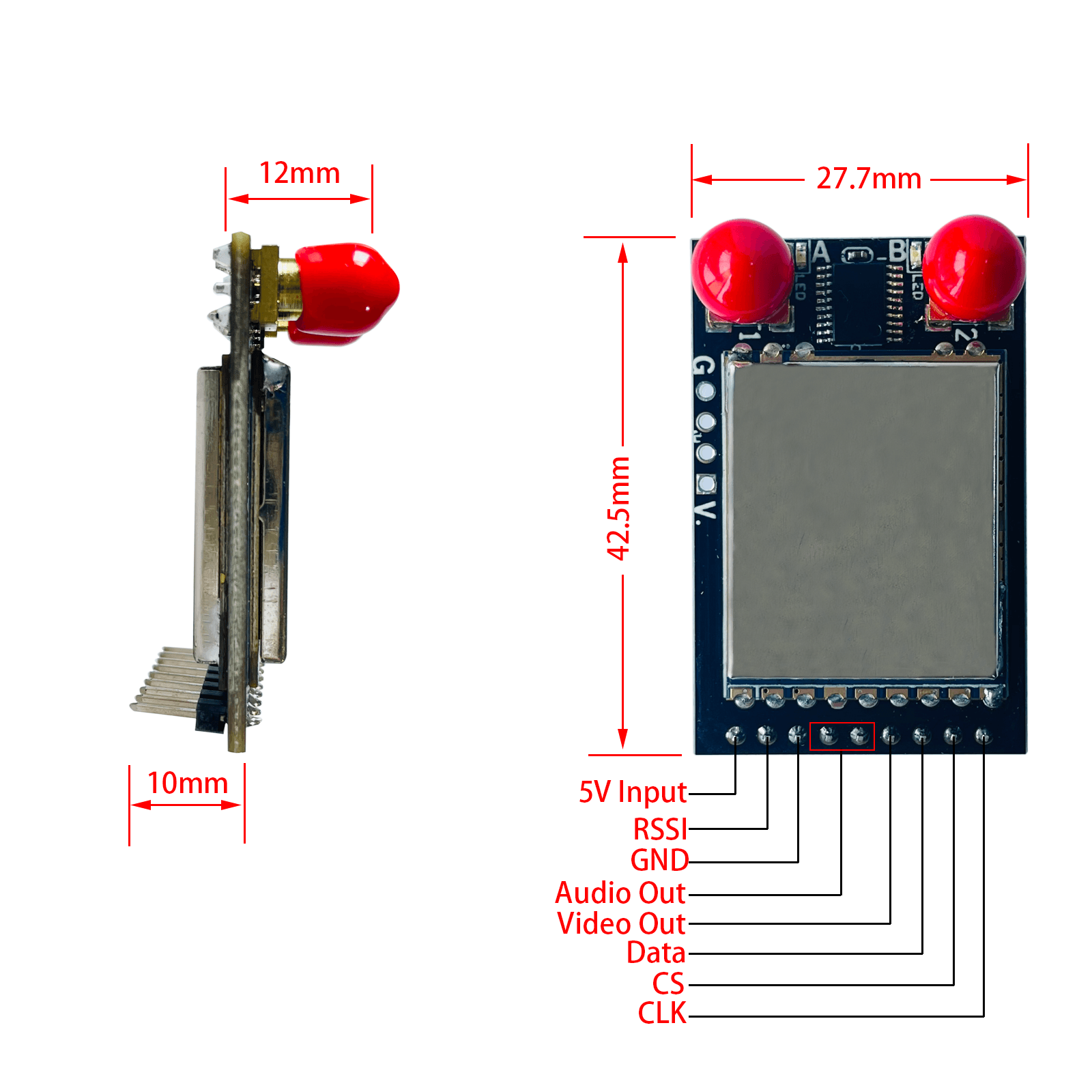 4.9G VRX for FPV Goggles 8CH Long range FPV Video Receiver Compatible with Skyzon&Fatshark - jaribel