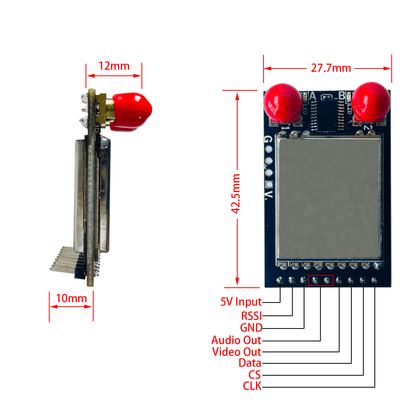 4.9G VRX for FPV Goggles 8CH Long range FPV Video Receiver Compatible with Skyzon&Fatshark - jaribel